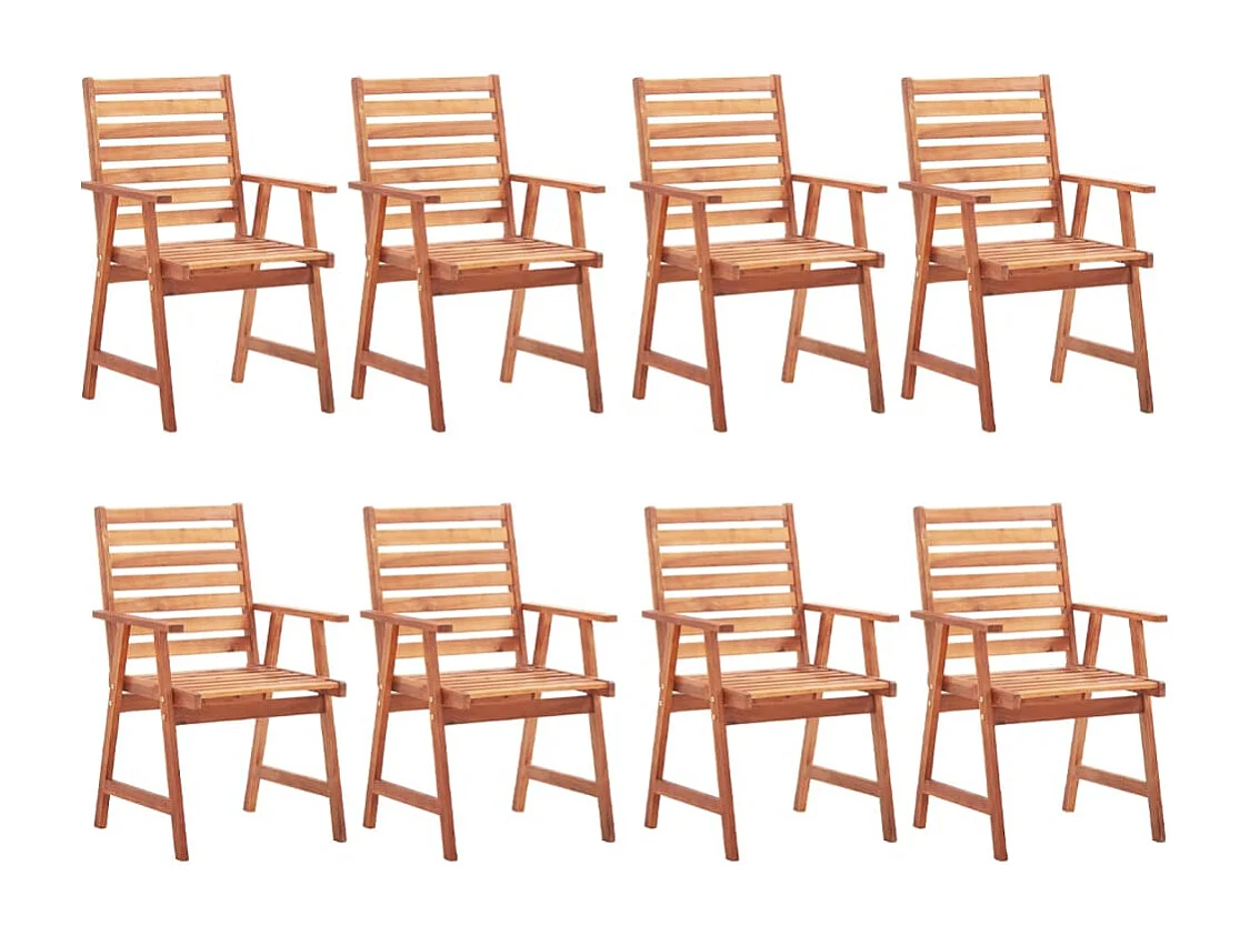 8 cadeiras de jantar ao ar livre com almofadas de acácia maciça