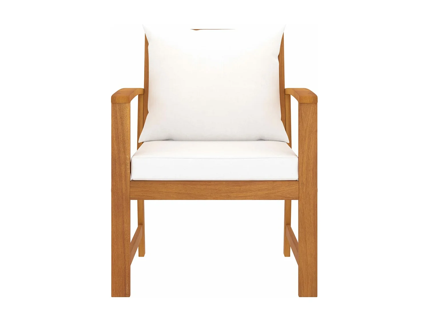 Chaises de jardin 2 pcs avec coussin crème Bois d'acacia massif