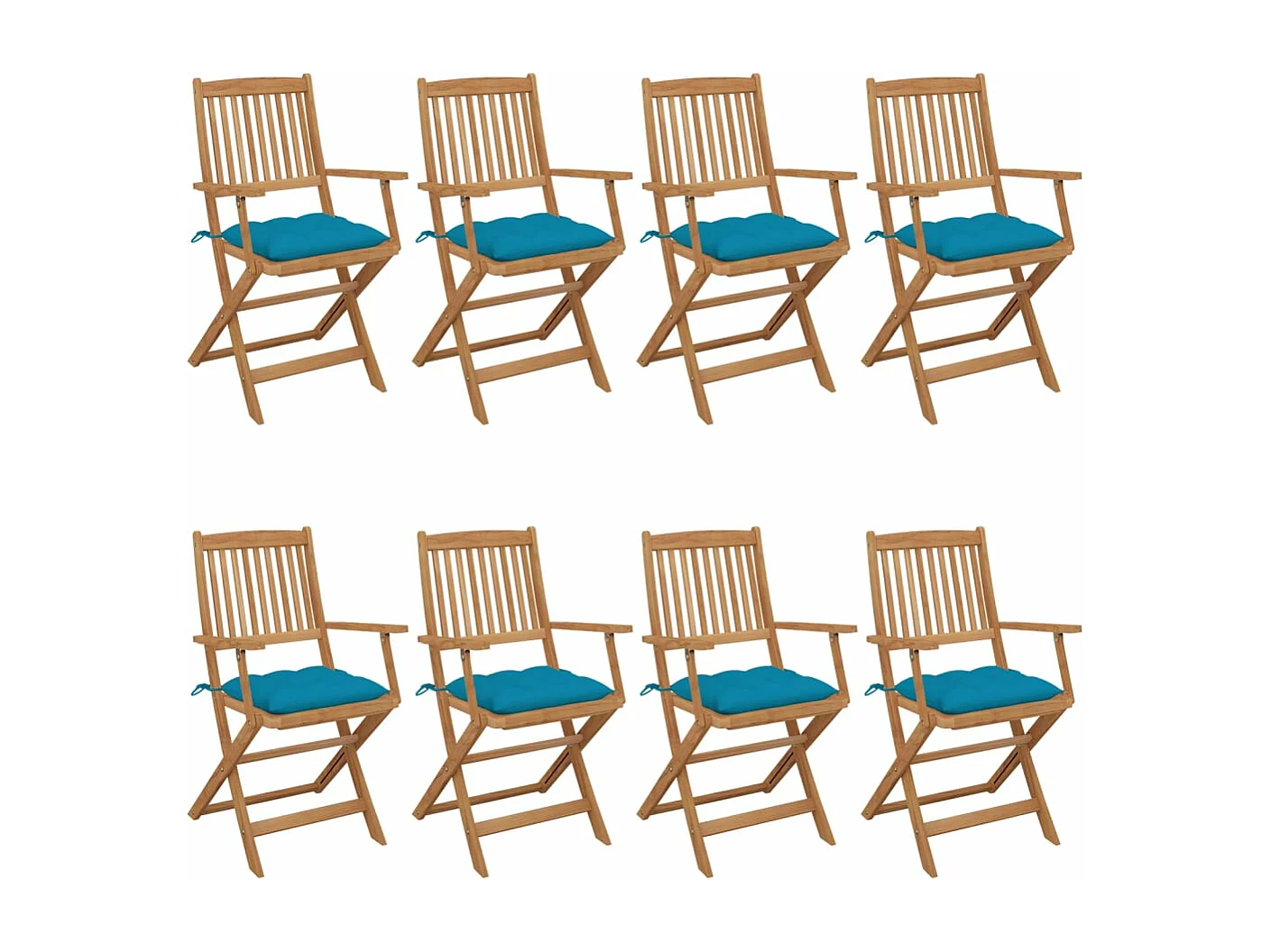 Sedie da giardino pieghevoli 8 pz con cuscini Legno di acacia