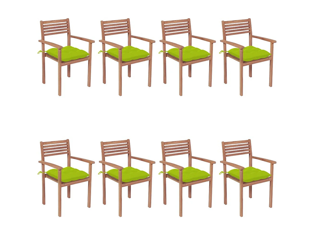 Stapelbare tuinstoelen met kussens 8 stuks Massief teakhout