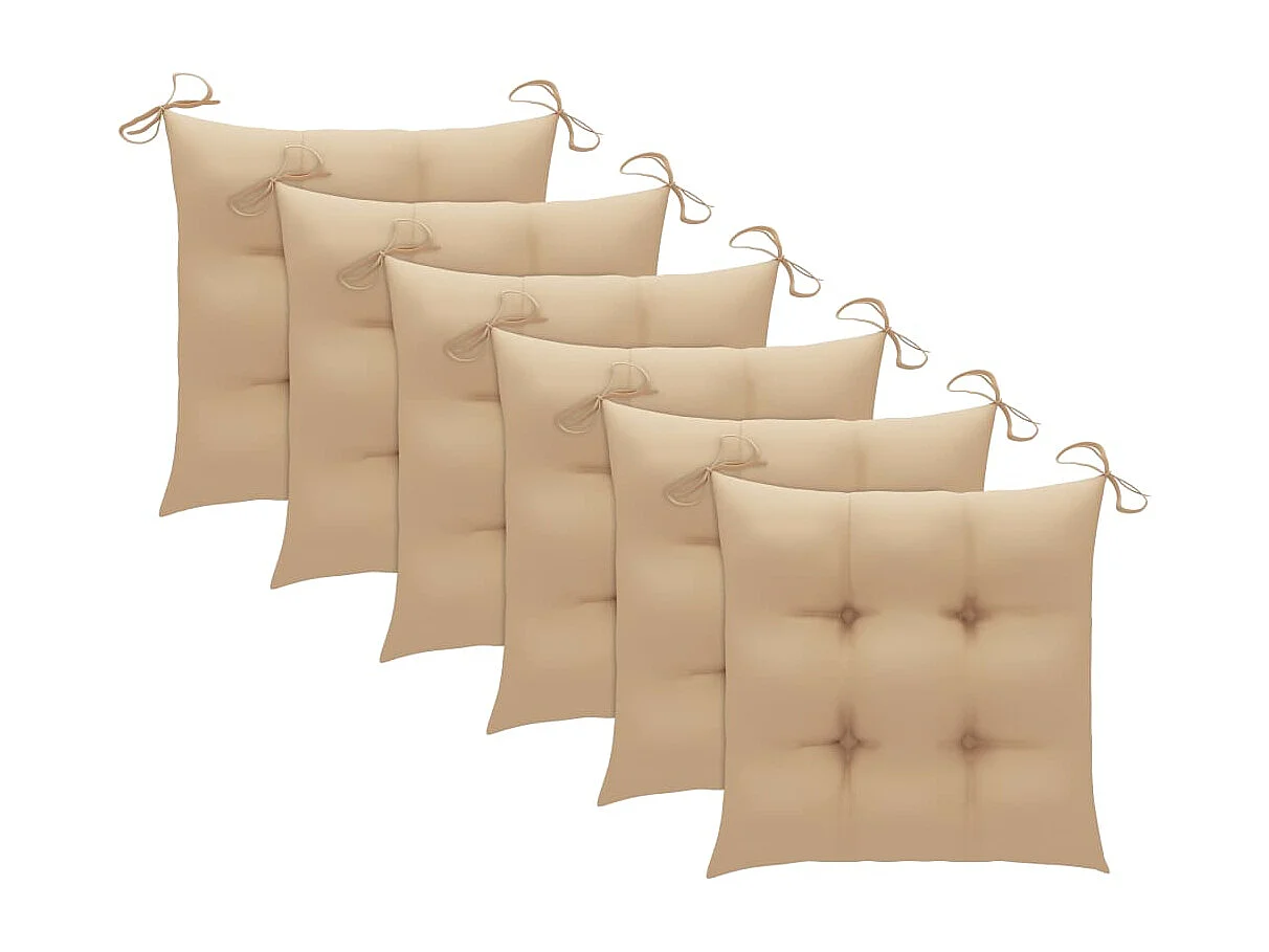 Chaises pliables d'extérieur 6 pcs avec coussins Bois d'acacia