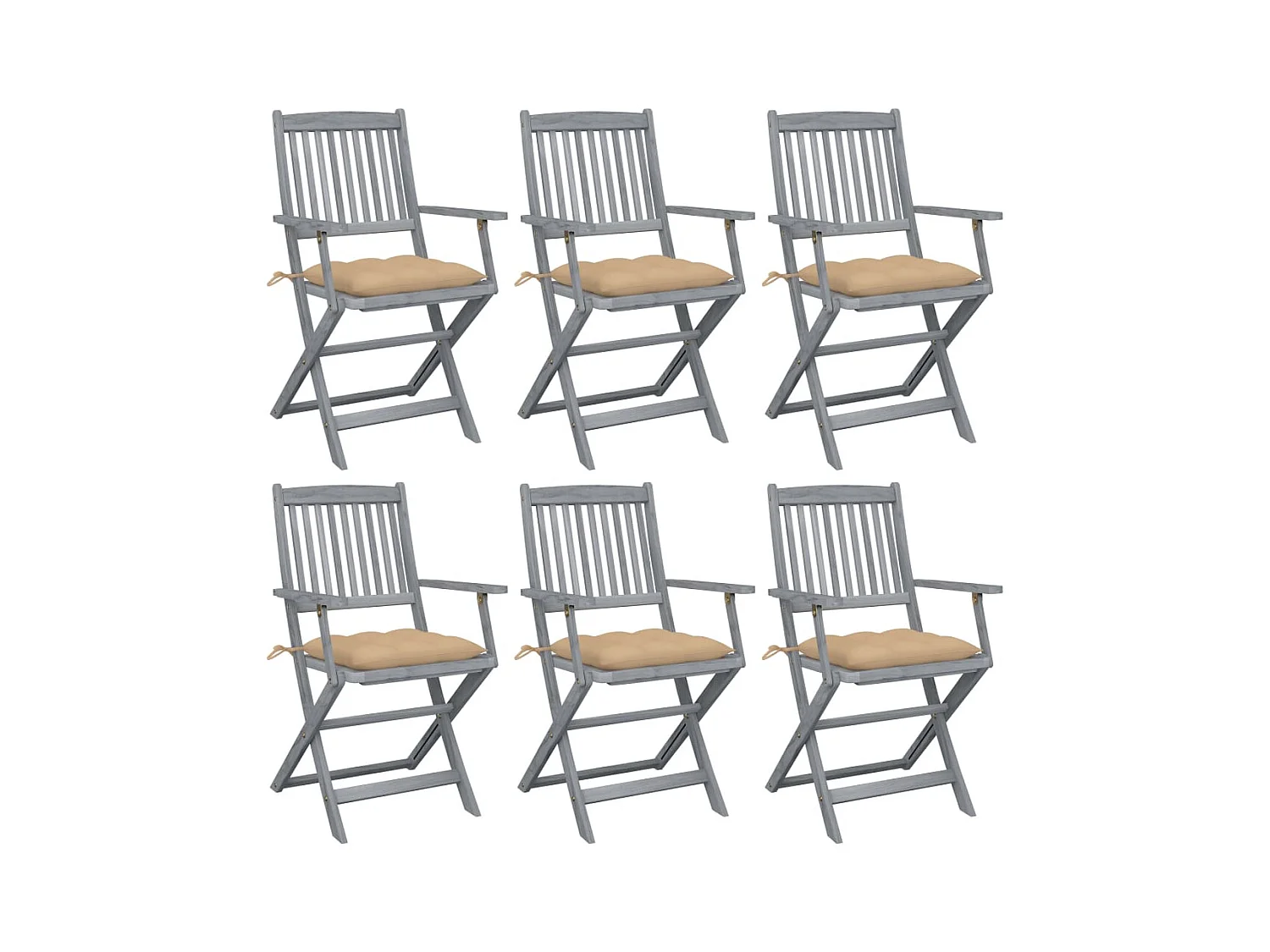 Outdoor klapstoelen 6 stuks met kussens van acaciahout
