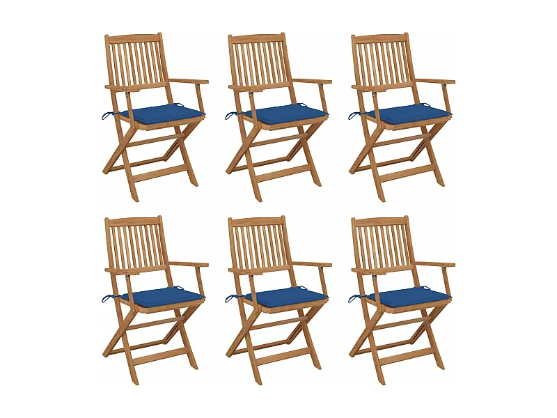 Chaises pliables de jardin 6 pcs avec coussins Bois d'acacia