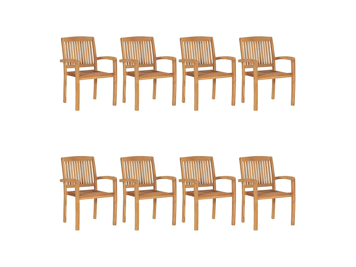 Stapelbare Gartenstühle mit Kissen 8 Stück Massives Teakholz