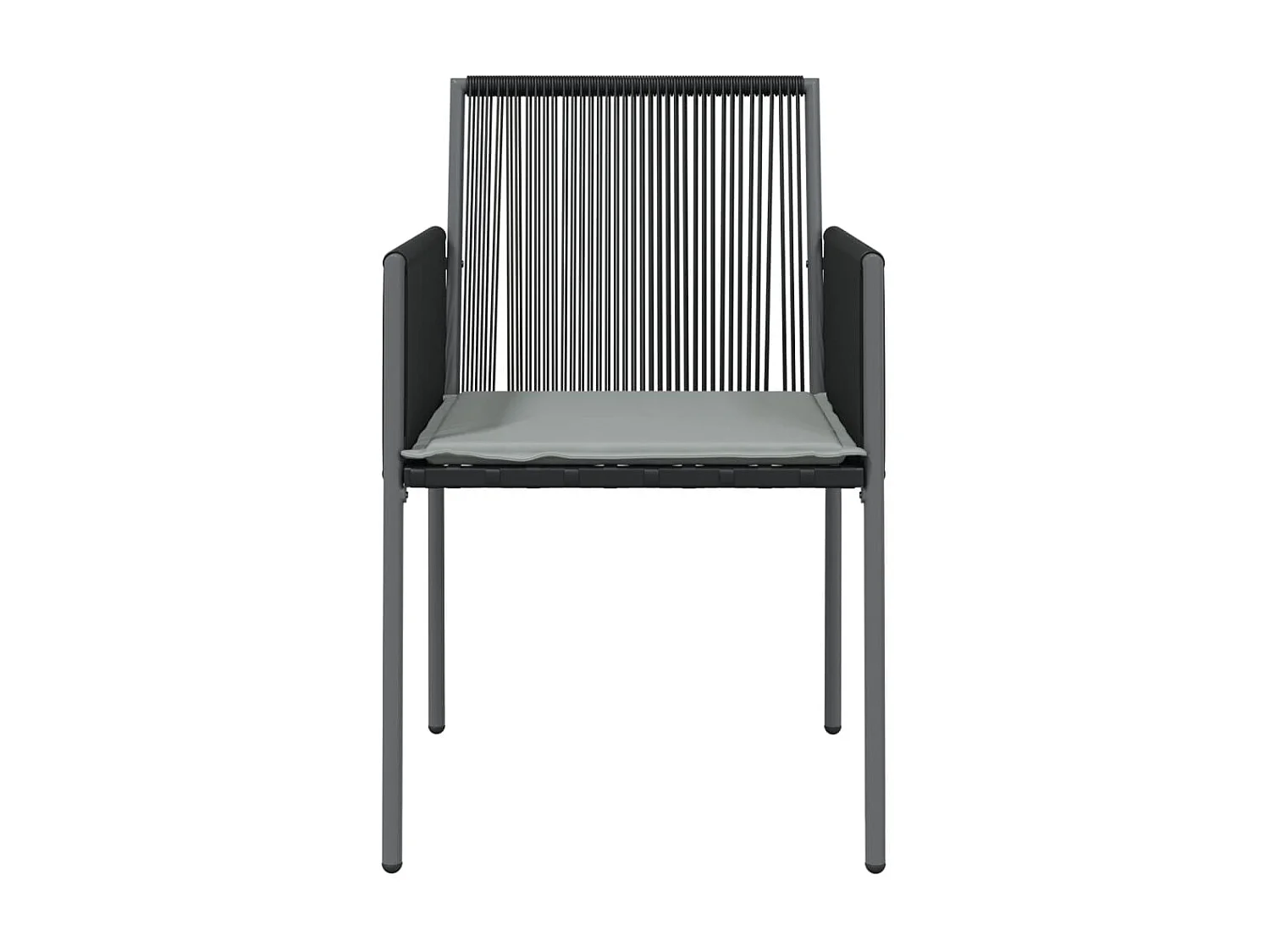 Set di 6 sedie e cuscini da giardino neri 54x60,5x83,5 cm