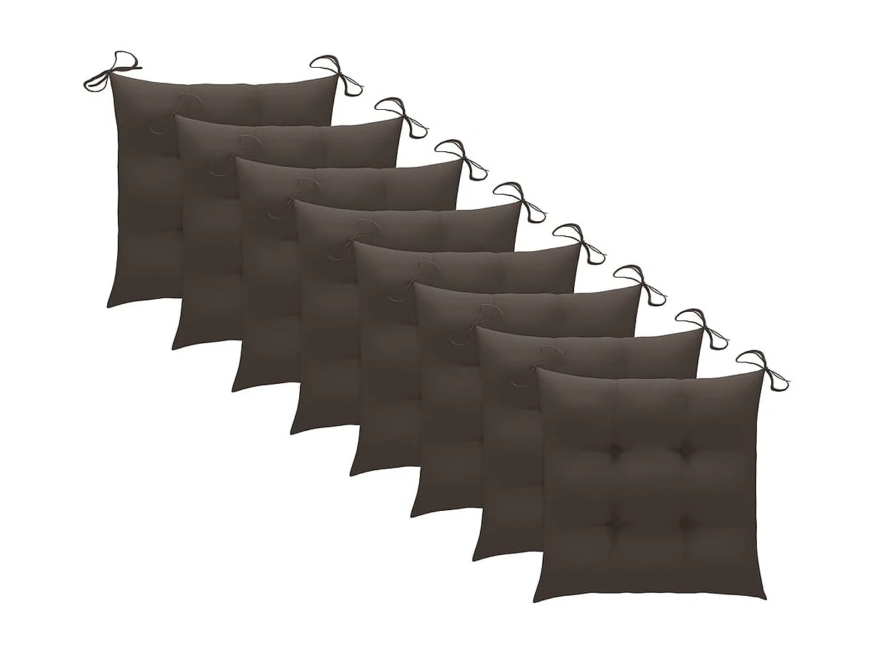Chaises de jardin avec coussins taupe lot de 8 Bois teck massif
