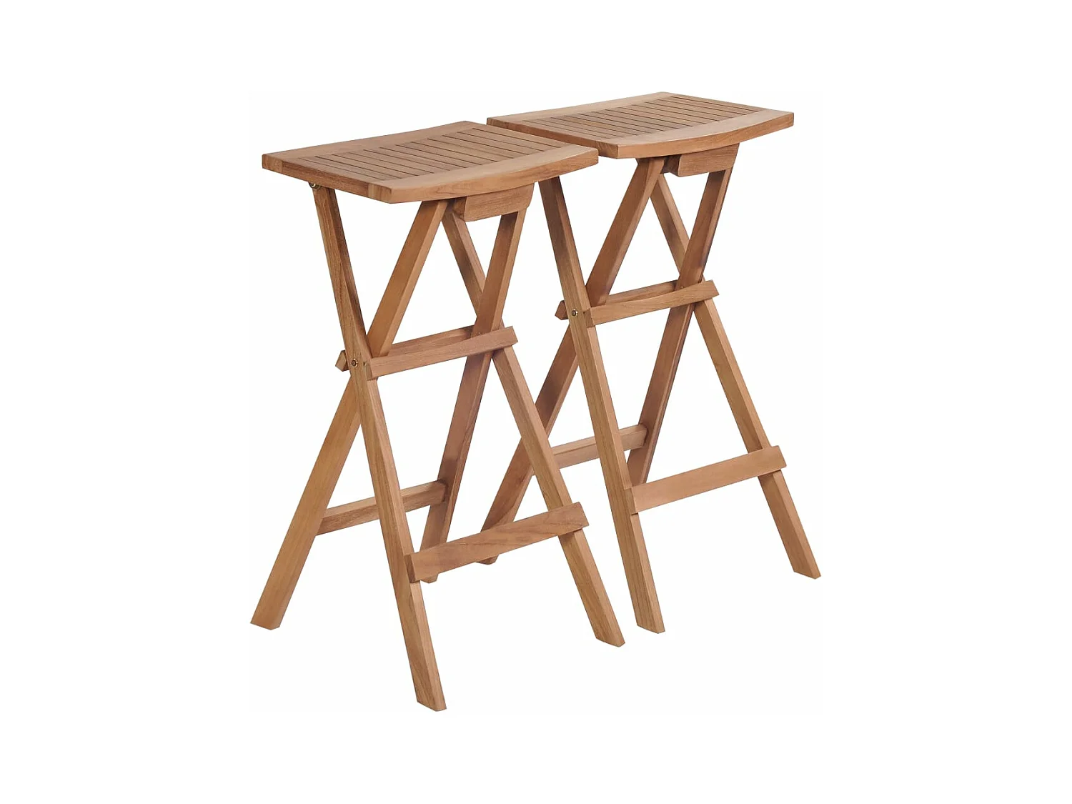 Tabourets de bar pliables 2 pcs Bois de teck massif