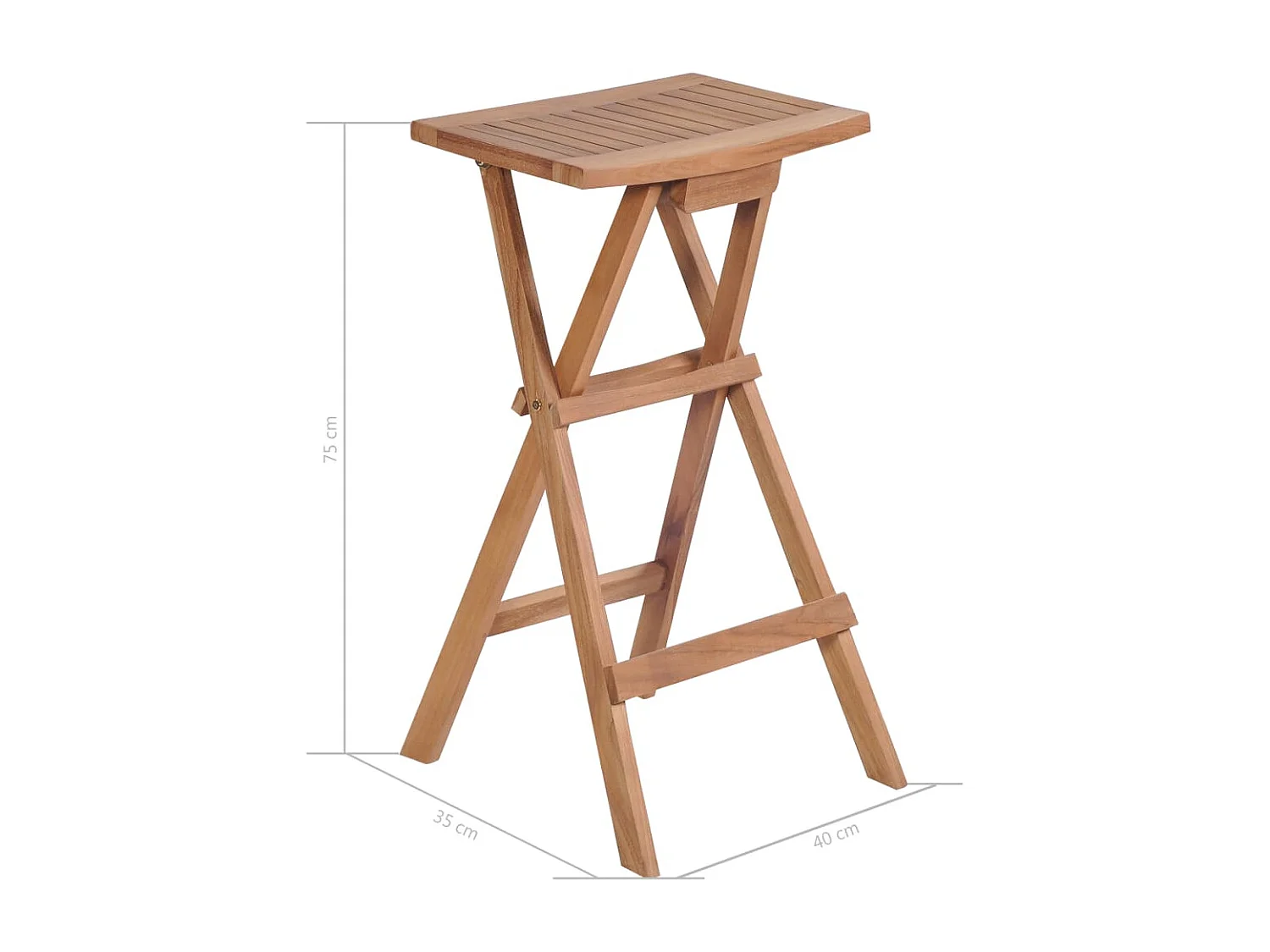 Tabourets de bar pliables 2 pcs Bois de teck massif
