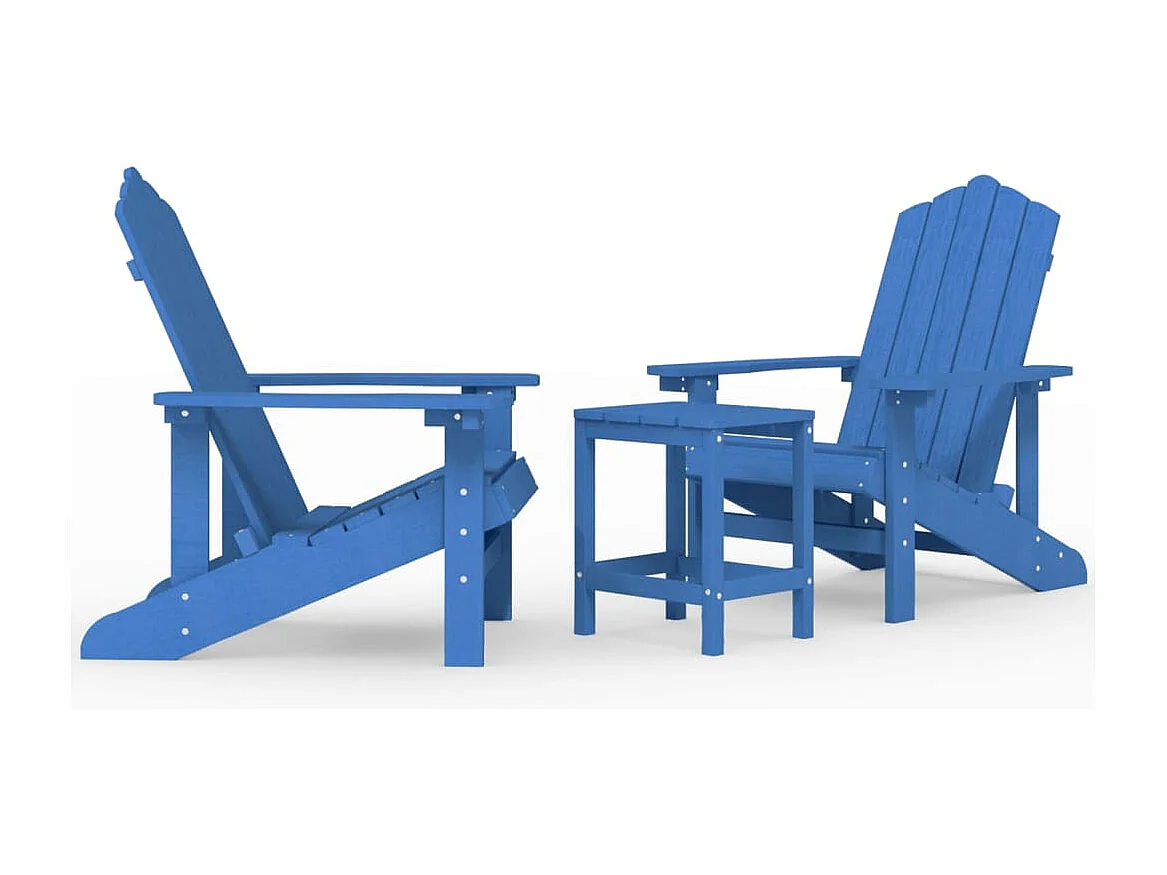 Chaises de jardin Adirondack avec table PEHD Bleu aqua