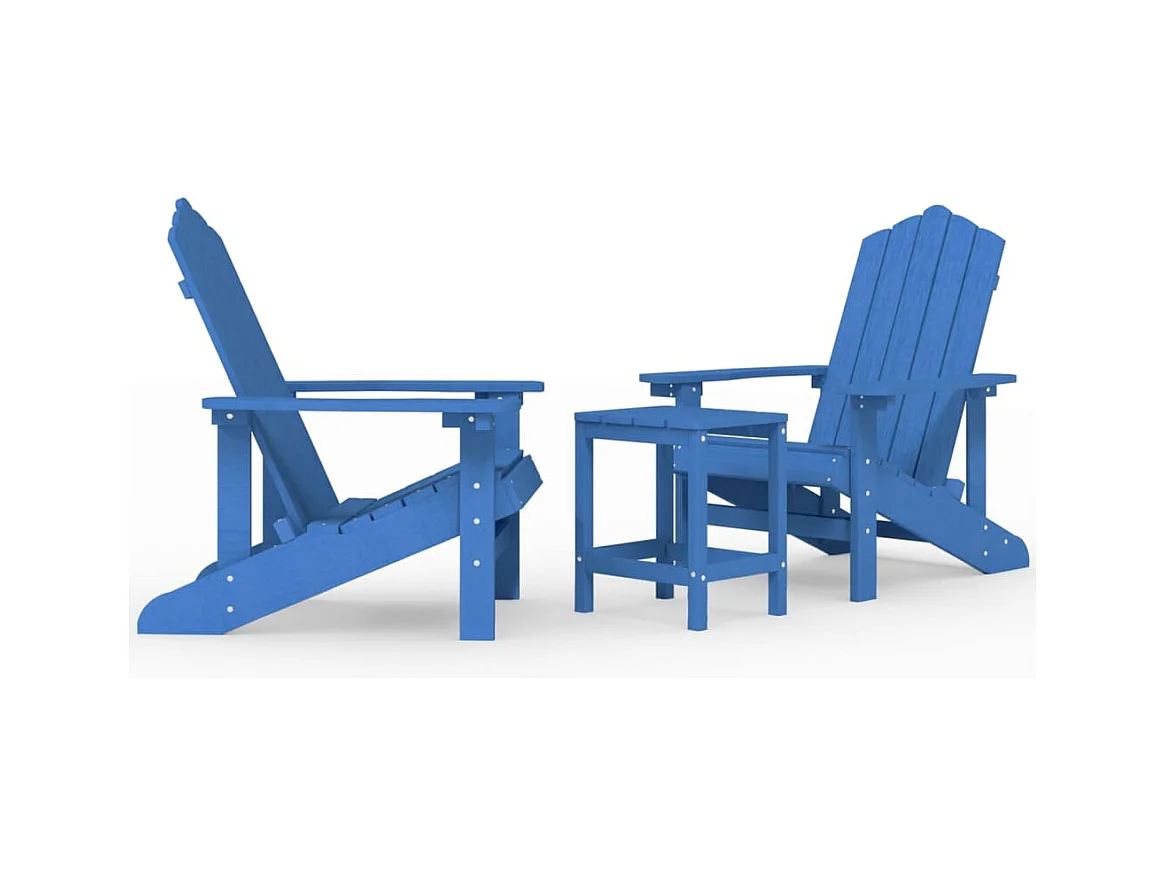 Adirondack tuinstoelen met HDPE tafel Aqua blauw