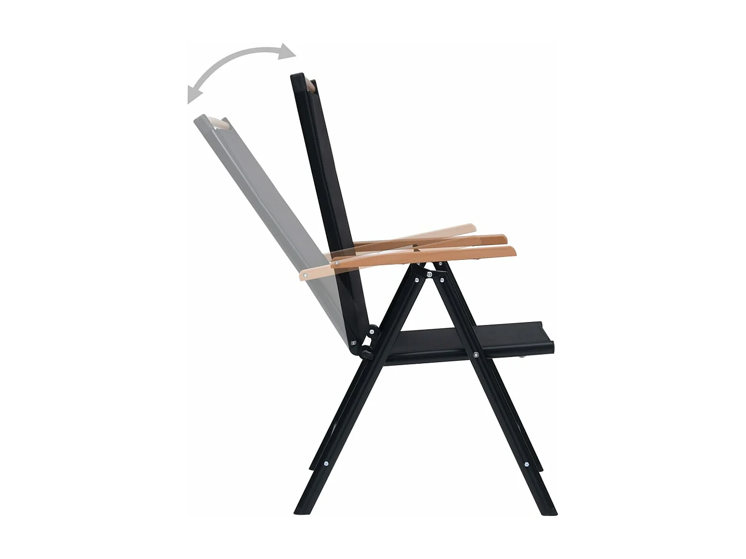 Set di 2 sedie da giardino pieghevoli in alluminio e Textilene nero