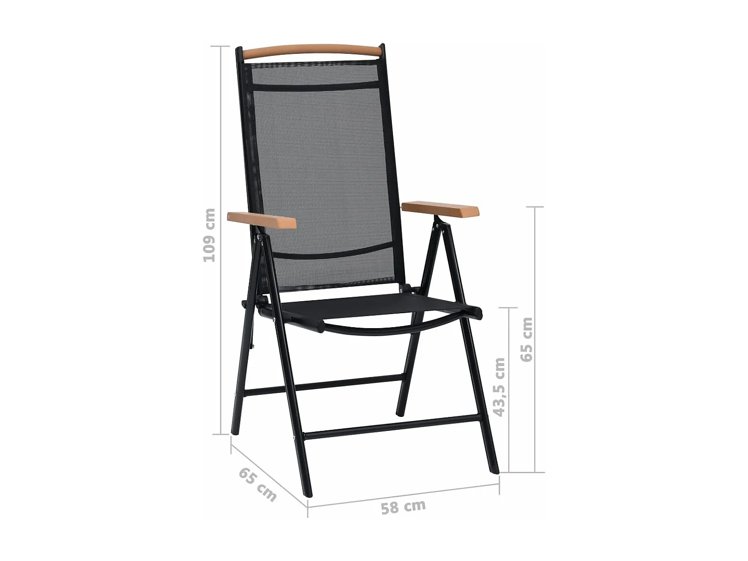 Chaises de jardin pliables lot de 2 aluminium et textilène noir