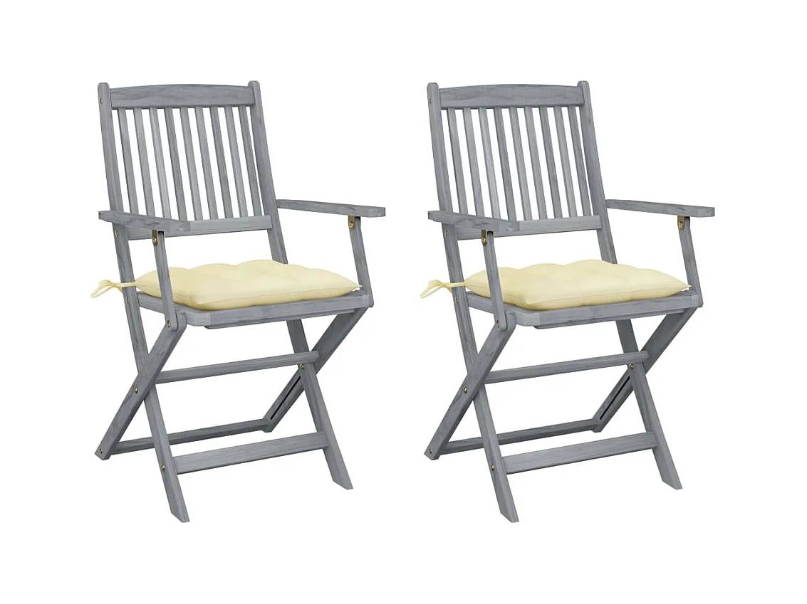 Outdoor klapstoelen 2 stuks met kussens van acaciahout