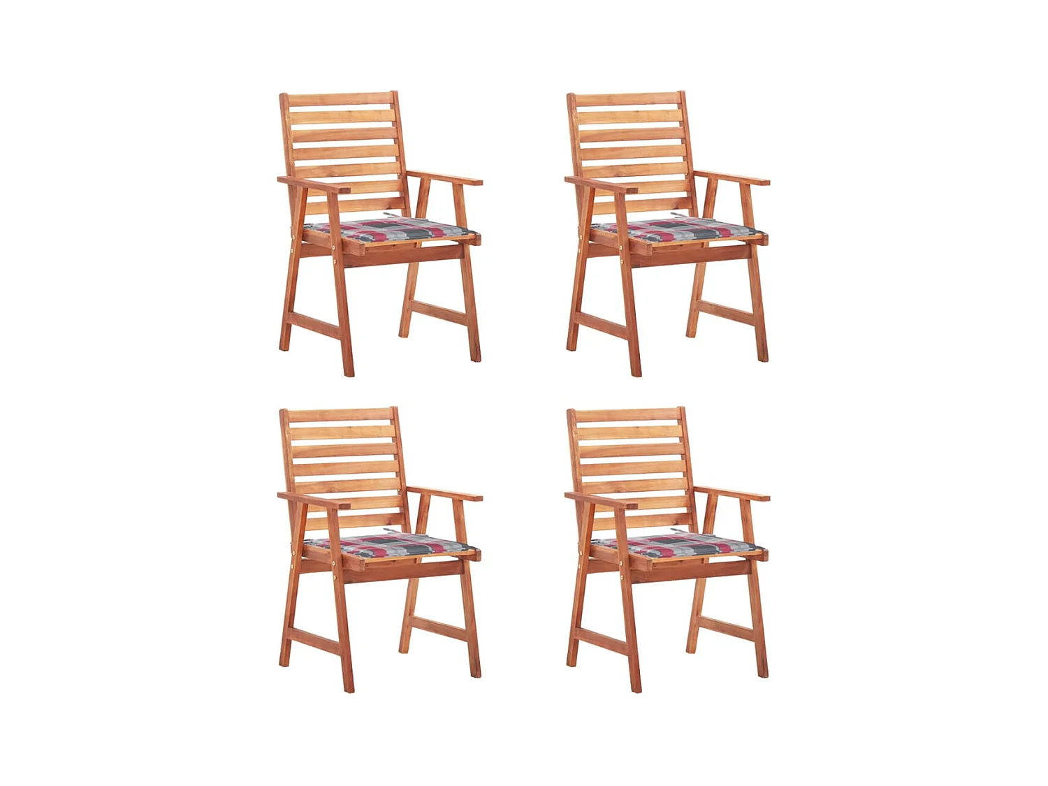 4 stuks tuinstoelen met massieve acaciakussens