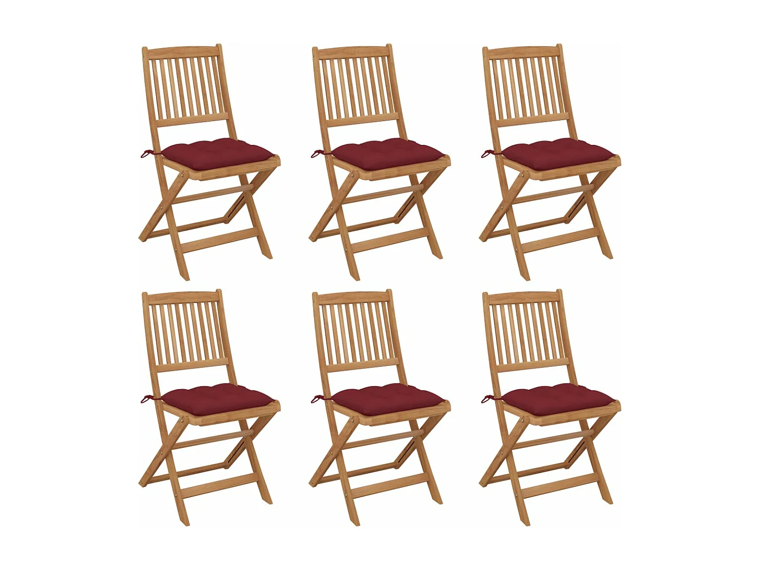 Chaises pliables de jardin 6 pcs avec coussins Bois d'acacia