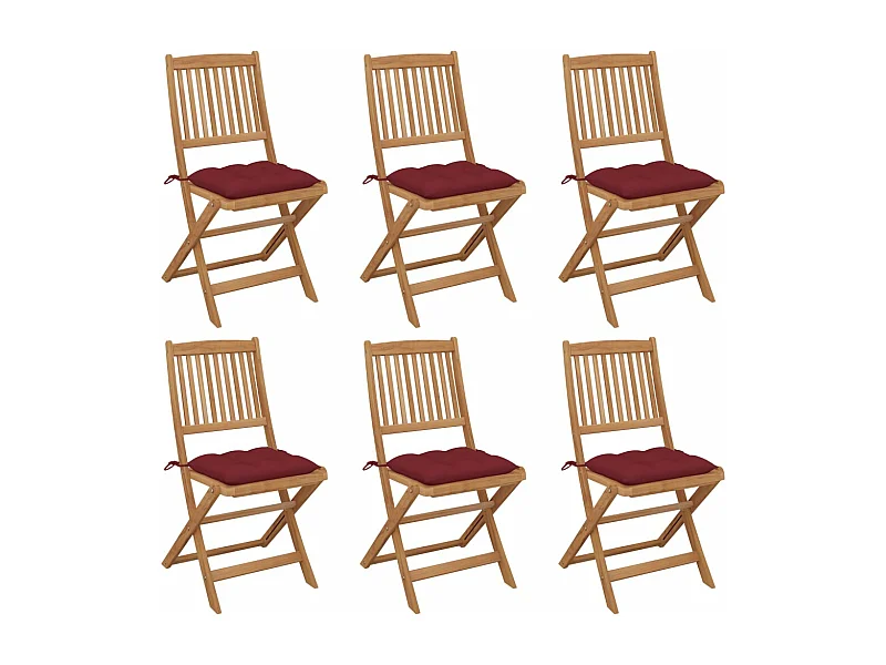 Chaises pliables de jardin 6 pcs avec coussins Bois d'acacia