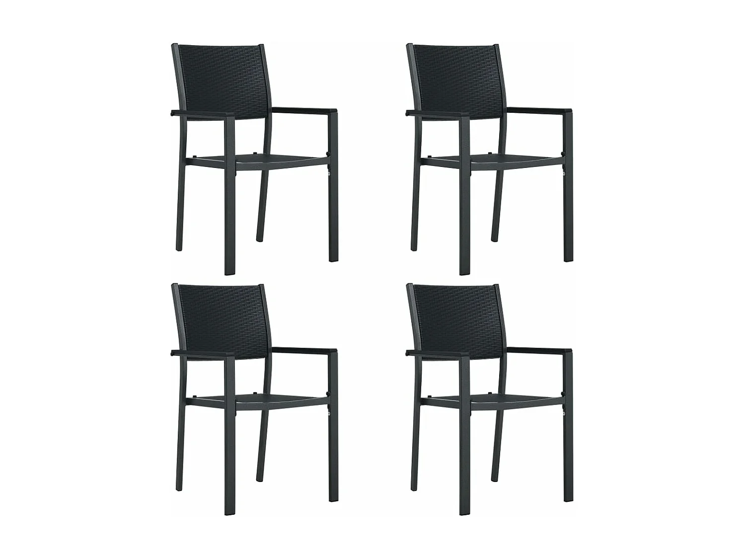 Chaises de jardin 4 pcs Noir Plastique Aspect de rotin