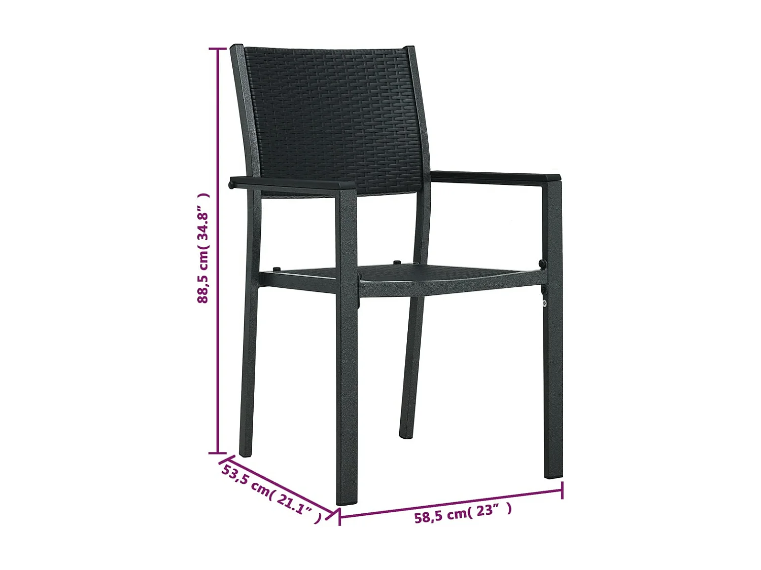 Chaises de jardin 4 pcs Noir Plastique Aspect de rotin