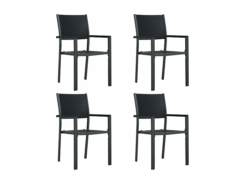 Chaises de jardin 4 pcs Noir Plastique Aspect de rotin