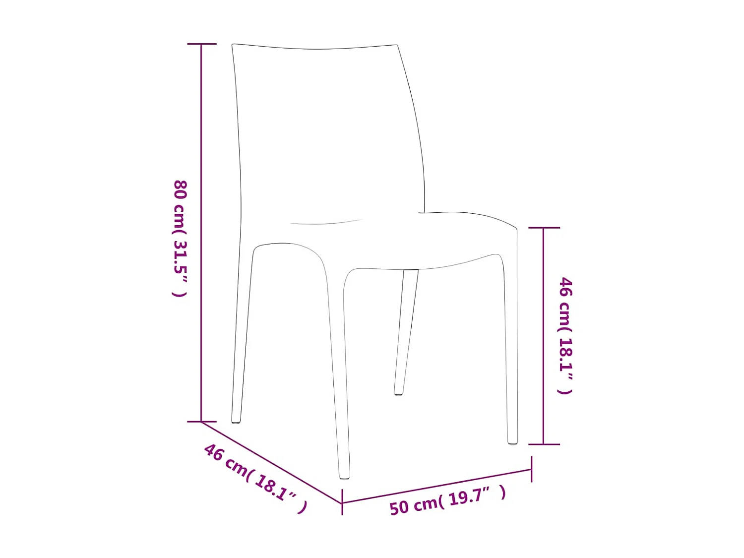 Chaises de jardin lot de 2 anthracite 50x46x80 cm polypropylène
