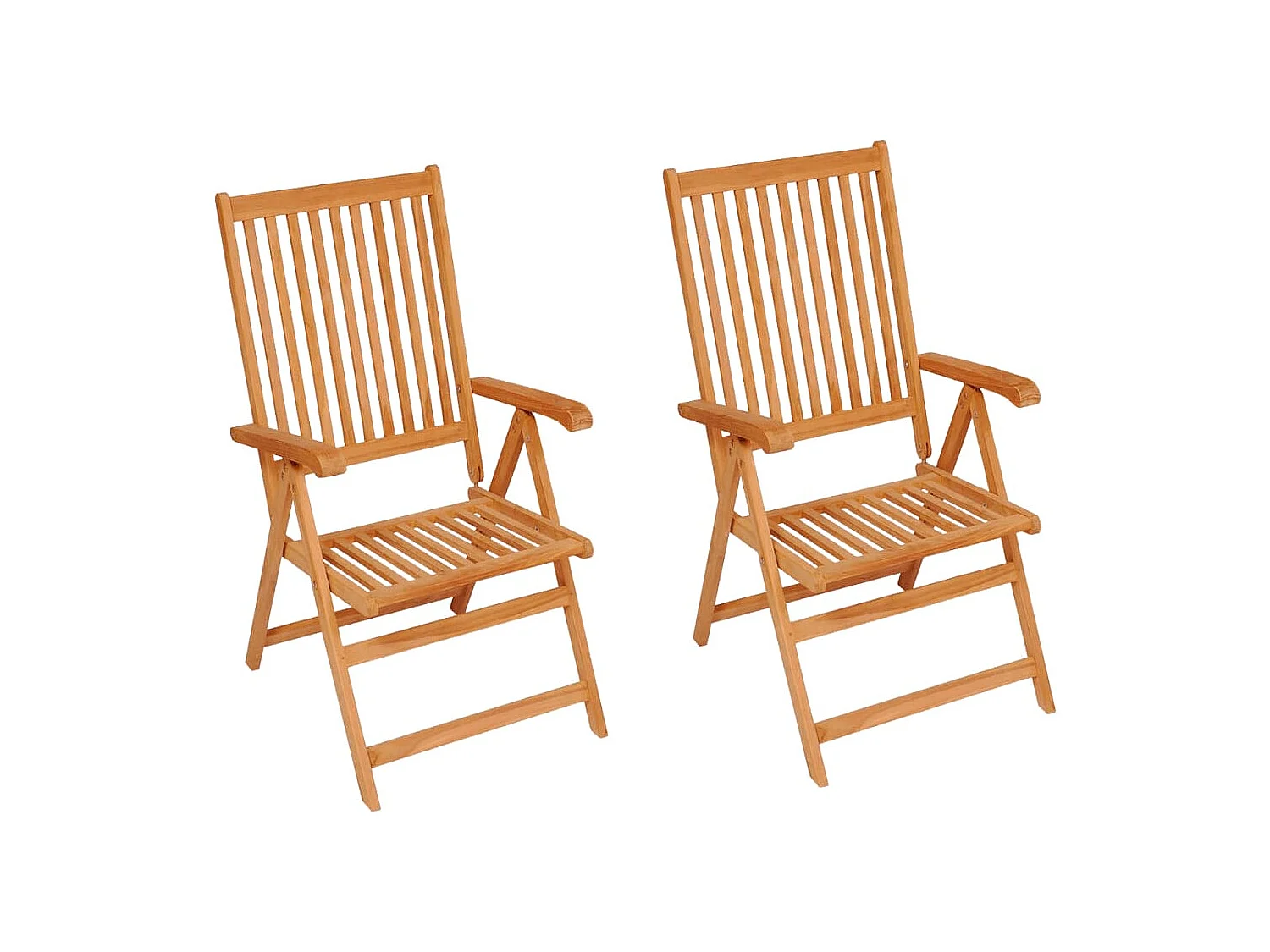 Set di 2 sedie da giardino e cuscini verdi. Legno massello di teak