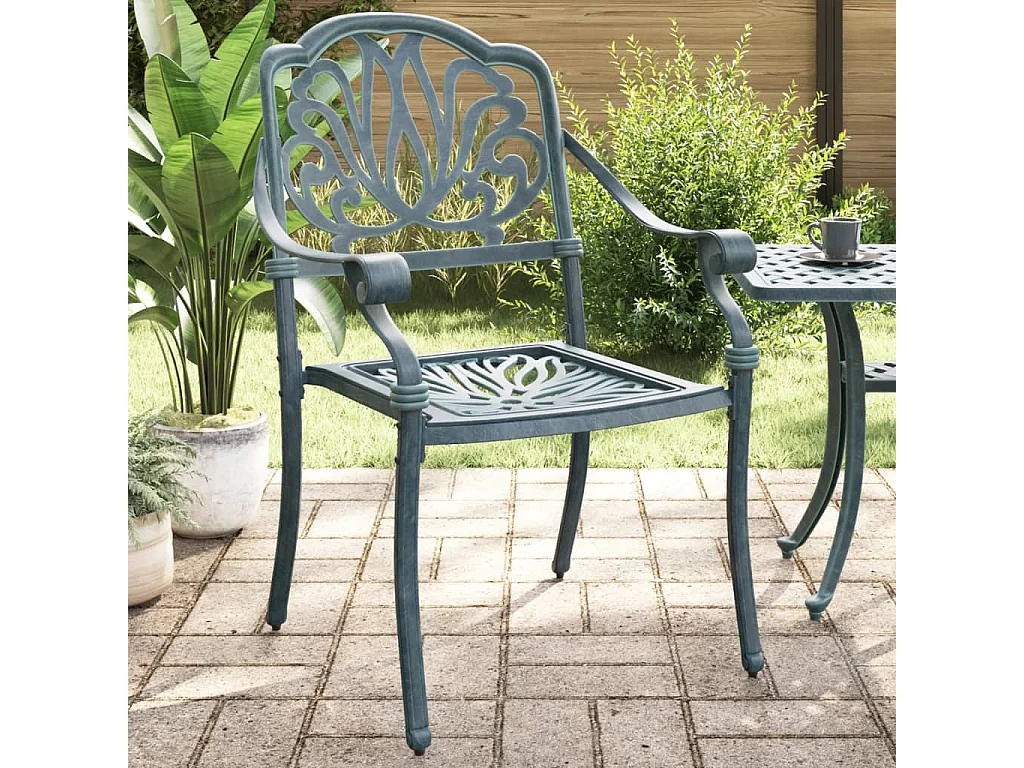 Set di 2 sedie da giardino in fusione di alluminio verde