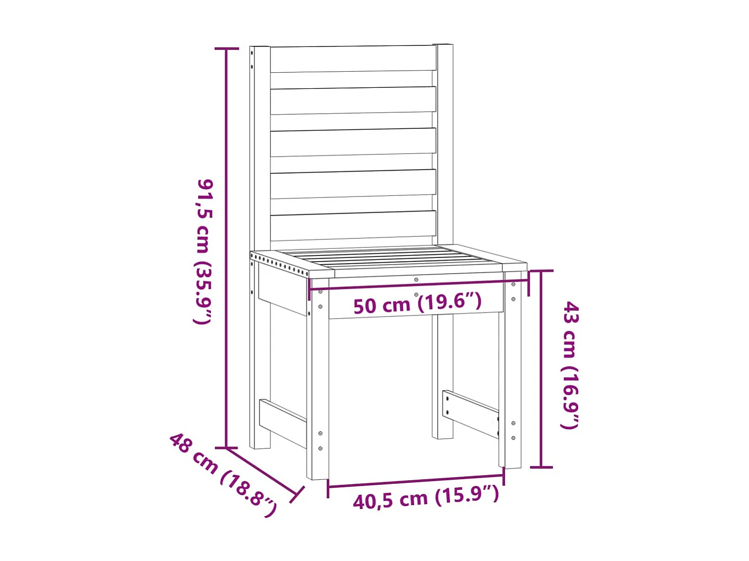 Chaises de jardin lot de 2 50x48x91,5 cm bois massif de douglas
