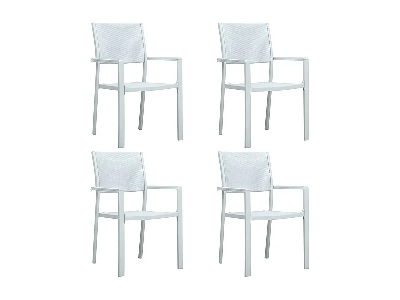 Sedie da giardino 4 pezzi in plastica bianca effetto rattan