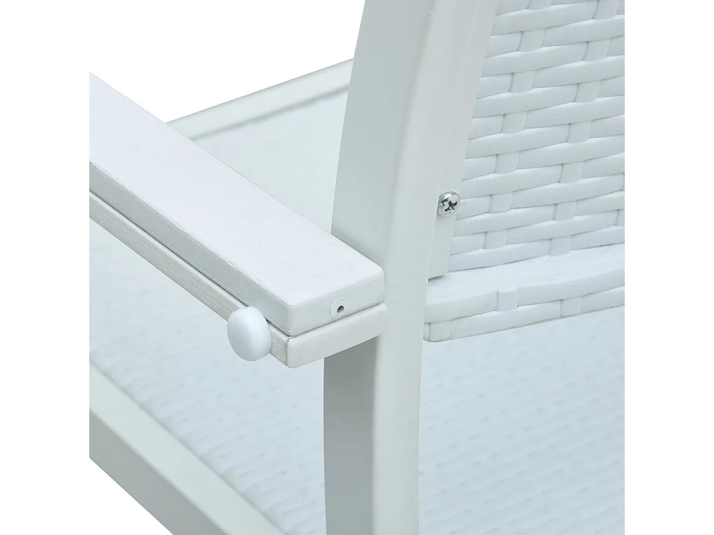 Sedie da giardino 4 pezzi in plastica bianca effetto rattan