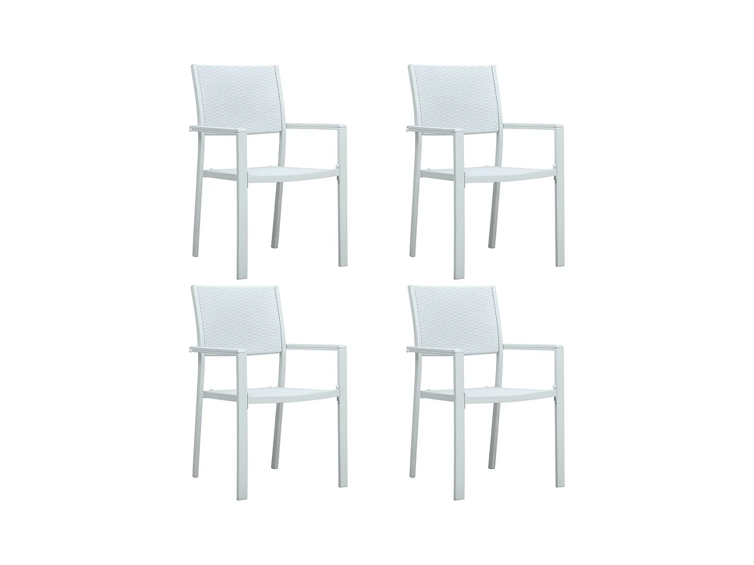 Sedie da giardino 4 pezzi in plastica bianca effetto rattan
