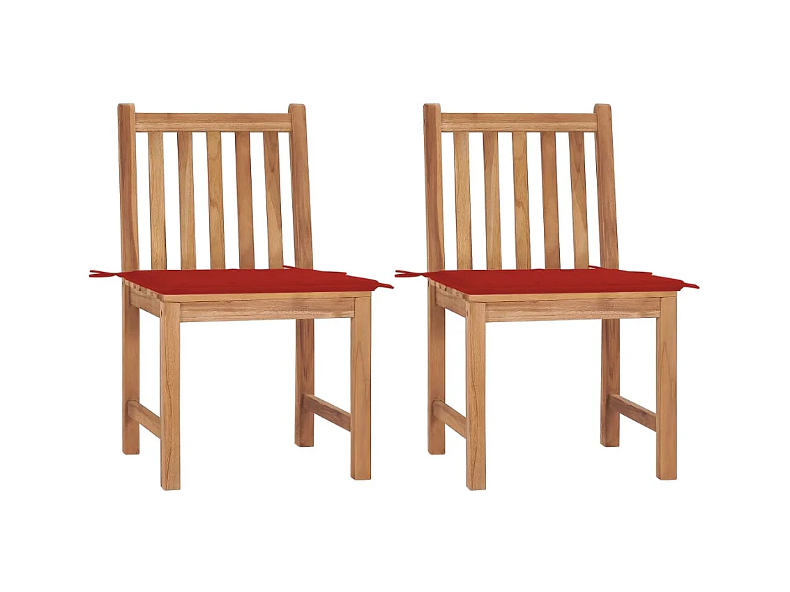 Sedie da giardino 2 pezzi con cuscini Legno massello di teak