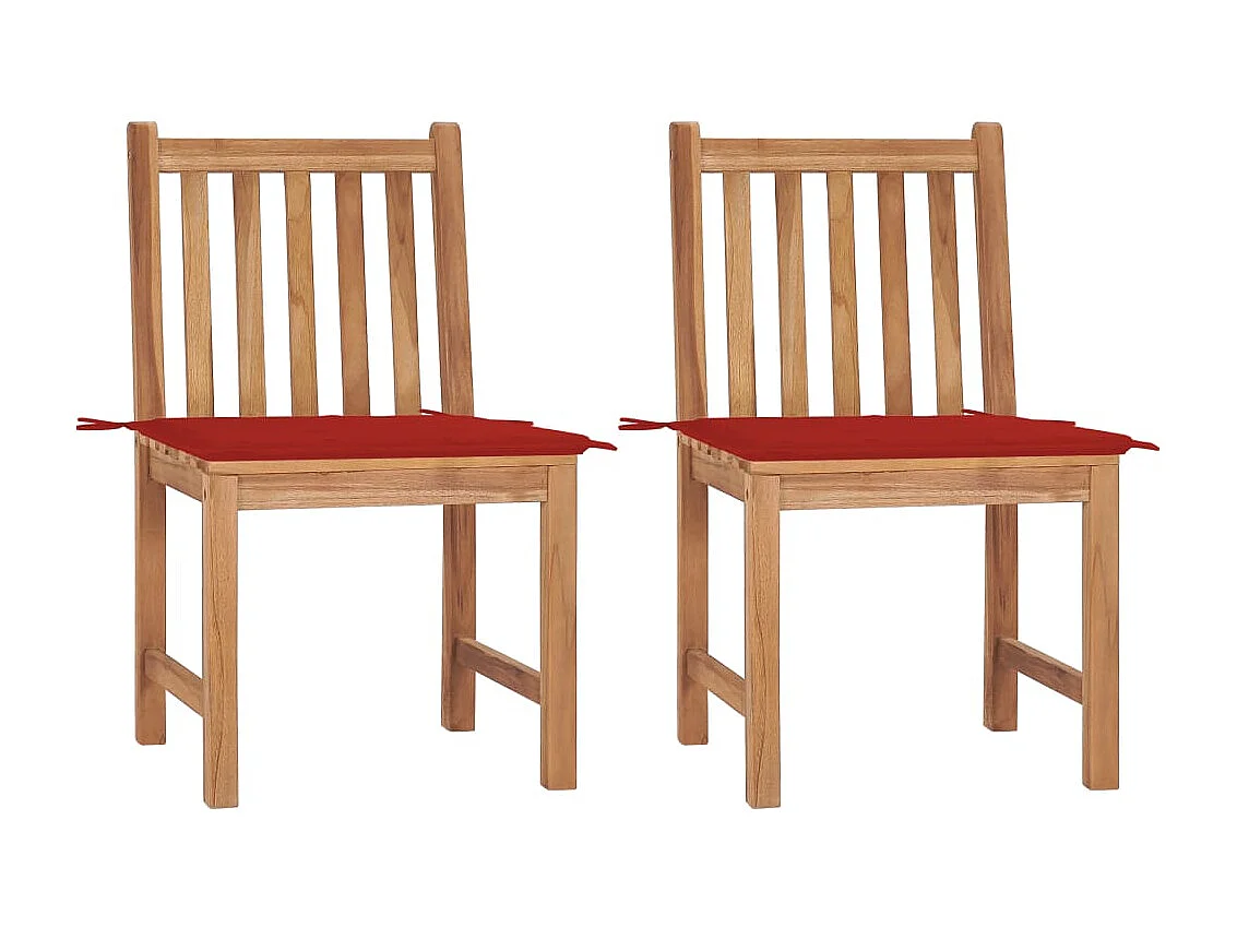 Chaises de jardin 2 pcs avec coussins Bois de teck massif