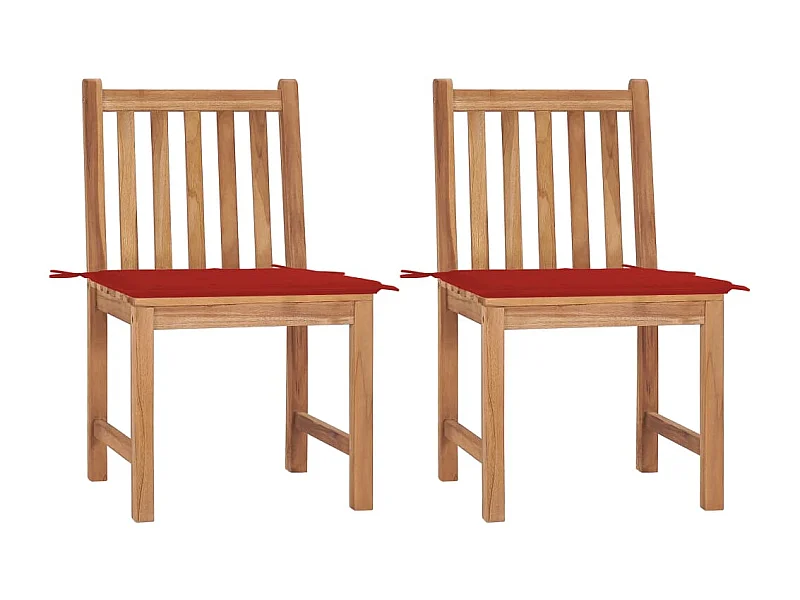 Chaises de jardin 2 pcs avec coussins Bois de teck massif