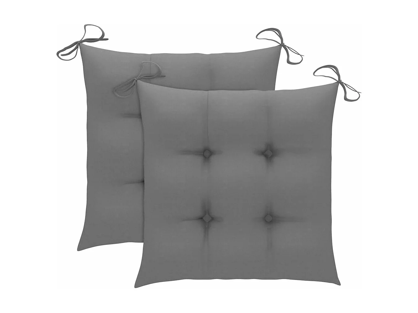 Chaises de jardin avec coussins gris lot de 2 Bois teck massif