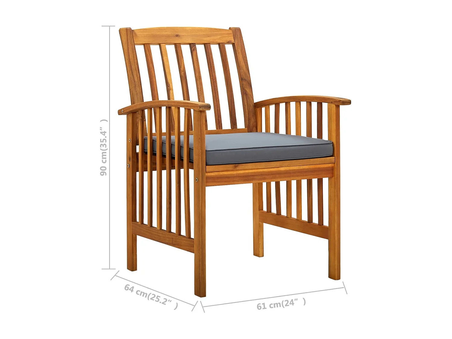 2 stuks tuinstoelen en kussens massief acaciahout