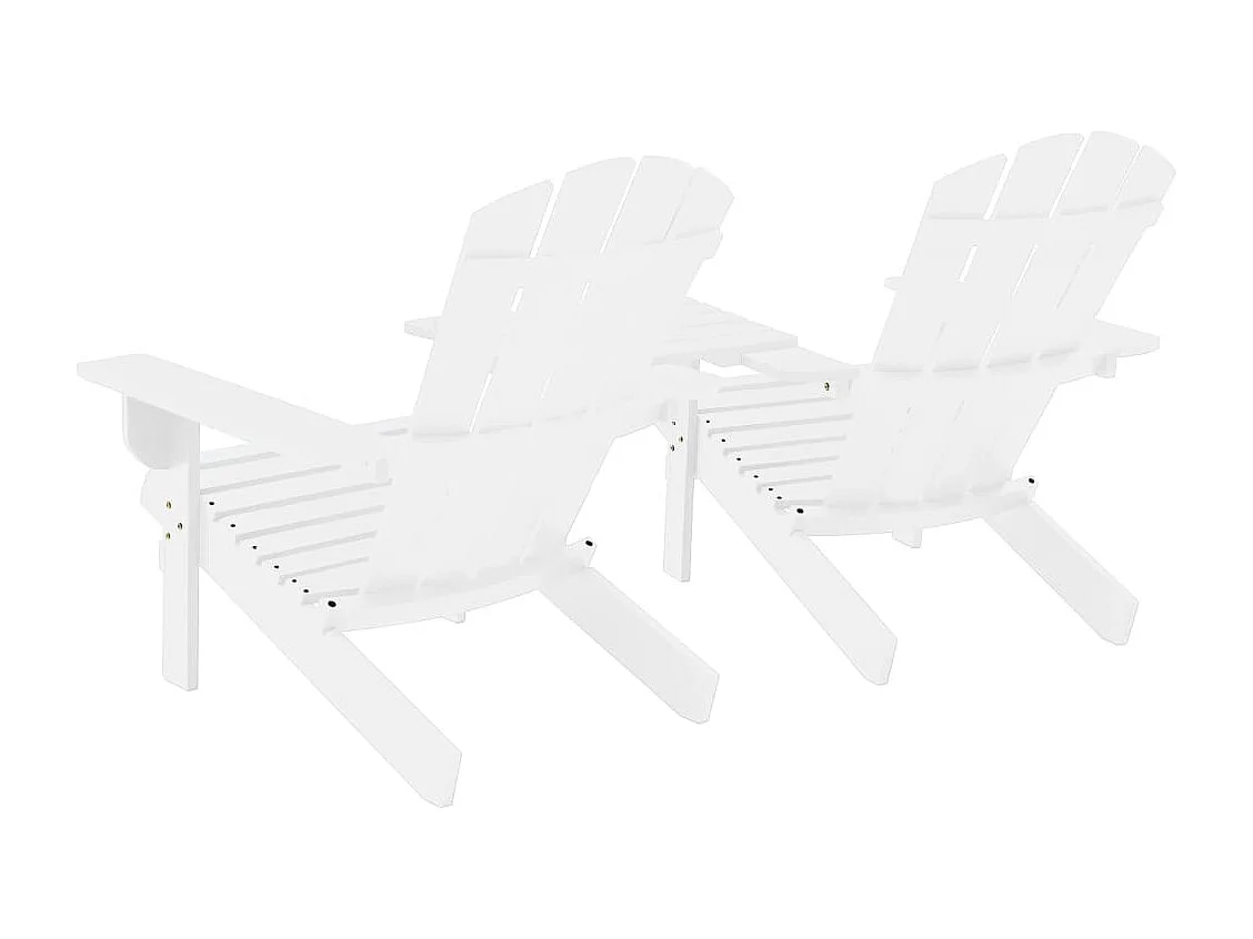 Chaises de jardin Adirondack avec table bois de sapin blanc