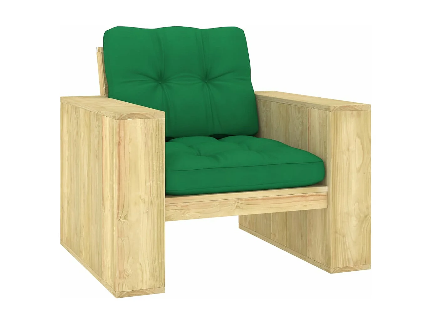 Chaise de jardin avec coussins vert Bois de pin imprégné