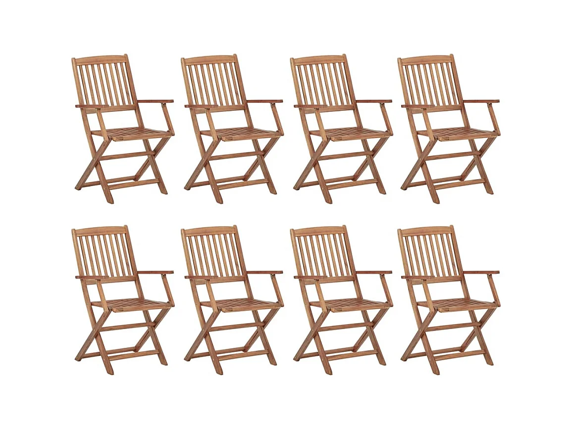 Chaises pliables d'extérieur 8 pcs Bois d'acacia solide