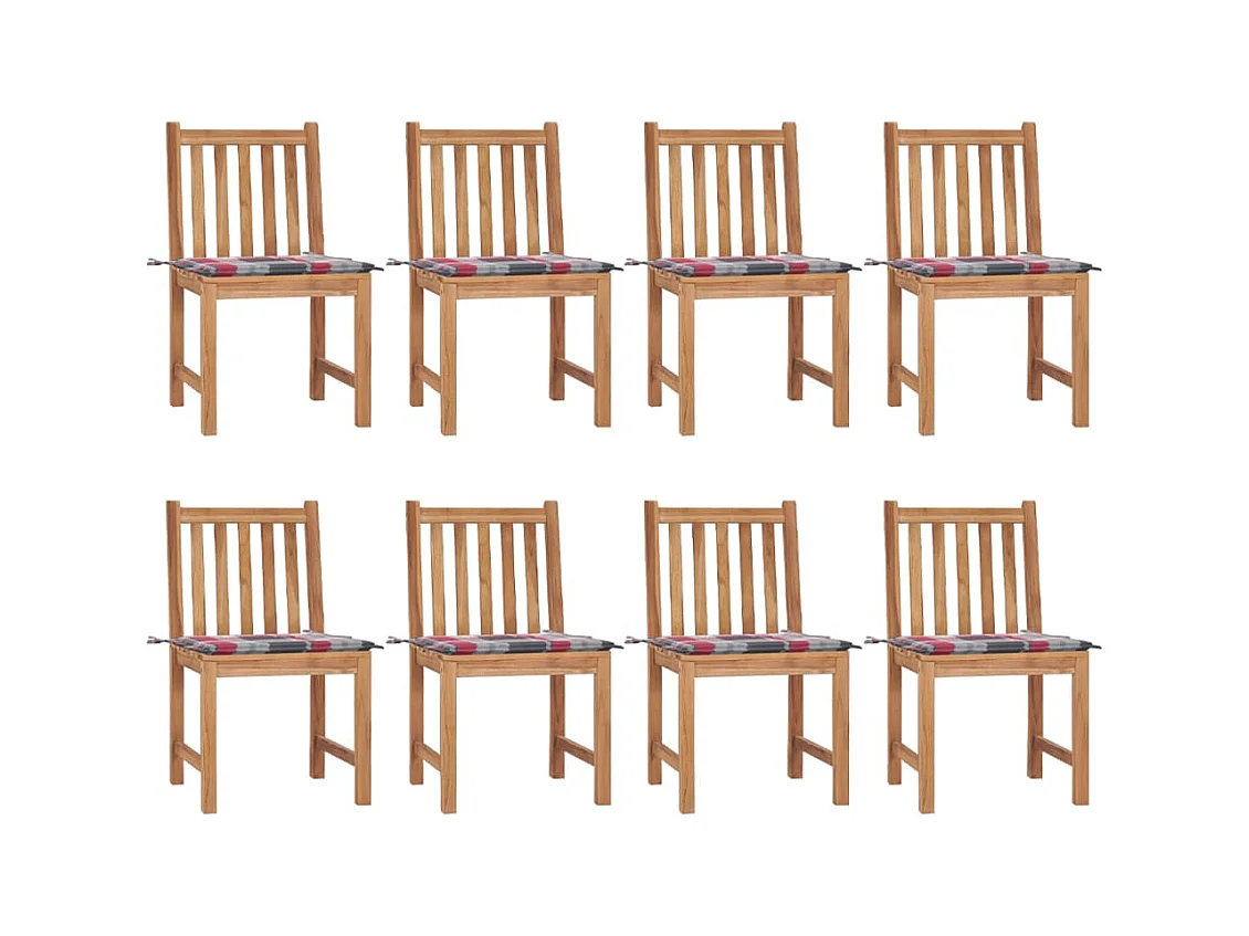 Sedie da giardino 8 pezzi con cuscini Legno massello di teak