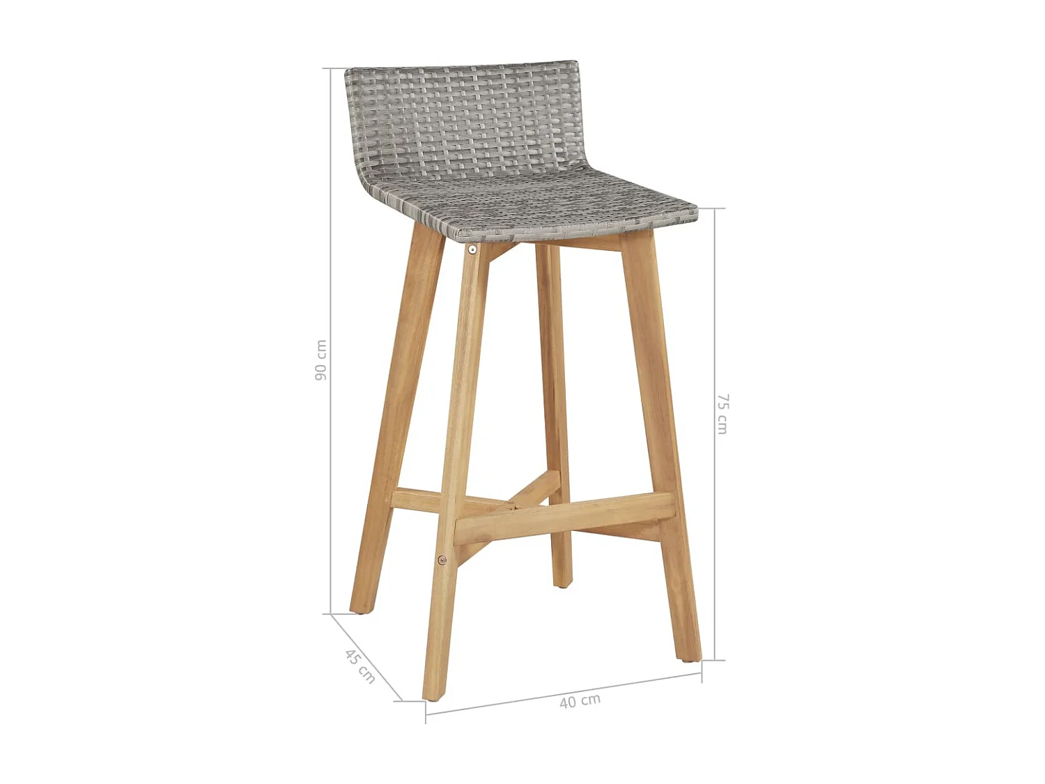 Barhocker 2er-Set aus massivem Akazienholz