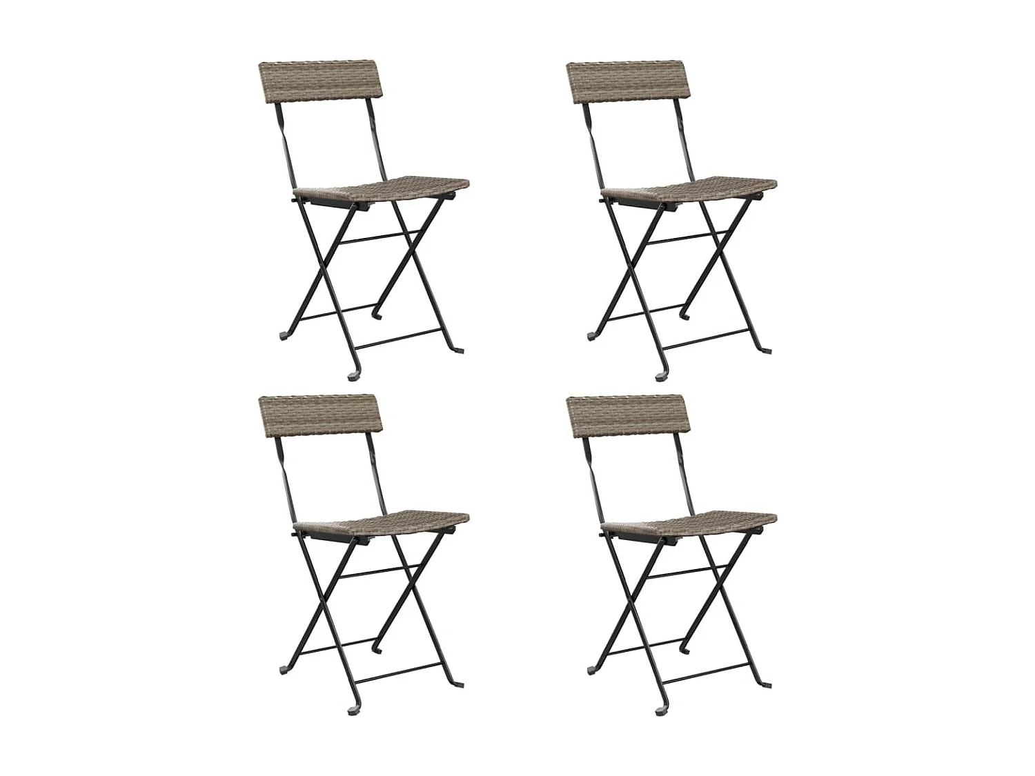 Chaises de bistrot pliantes lot de 4 Gris Résine tressée acier