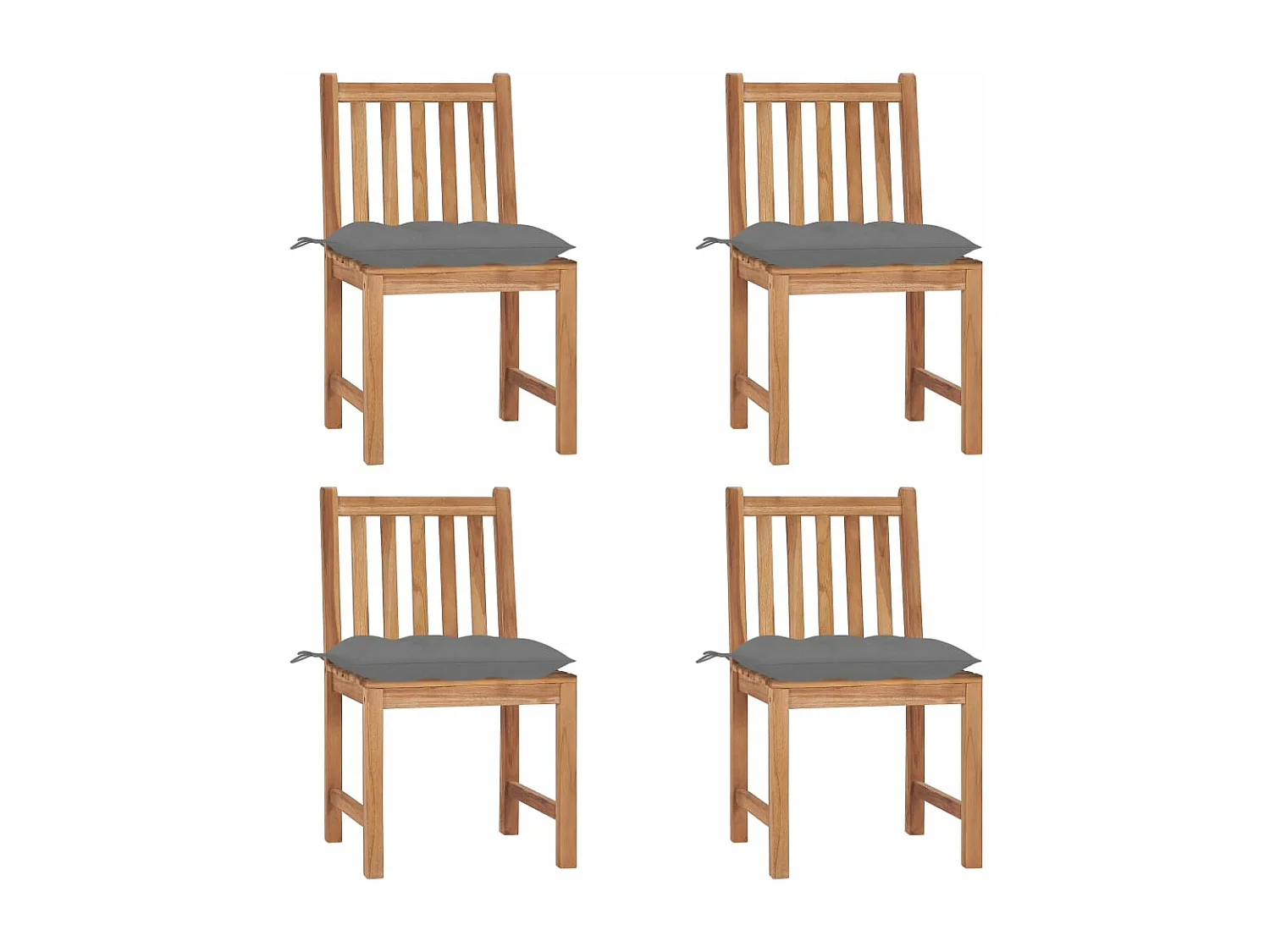 Chaises de jardin 4 pcs avec coussins Bois de teck massif