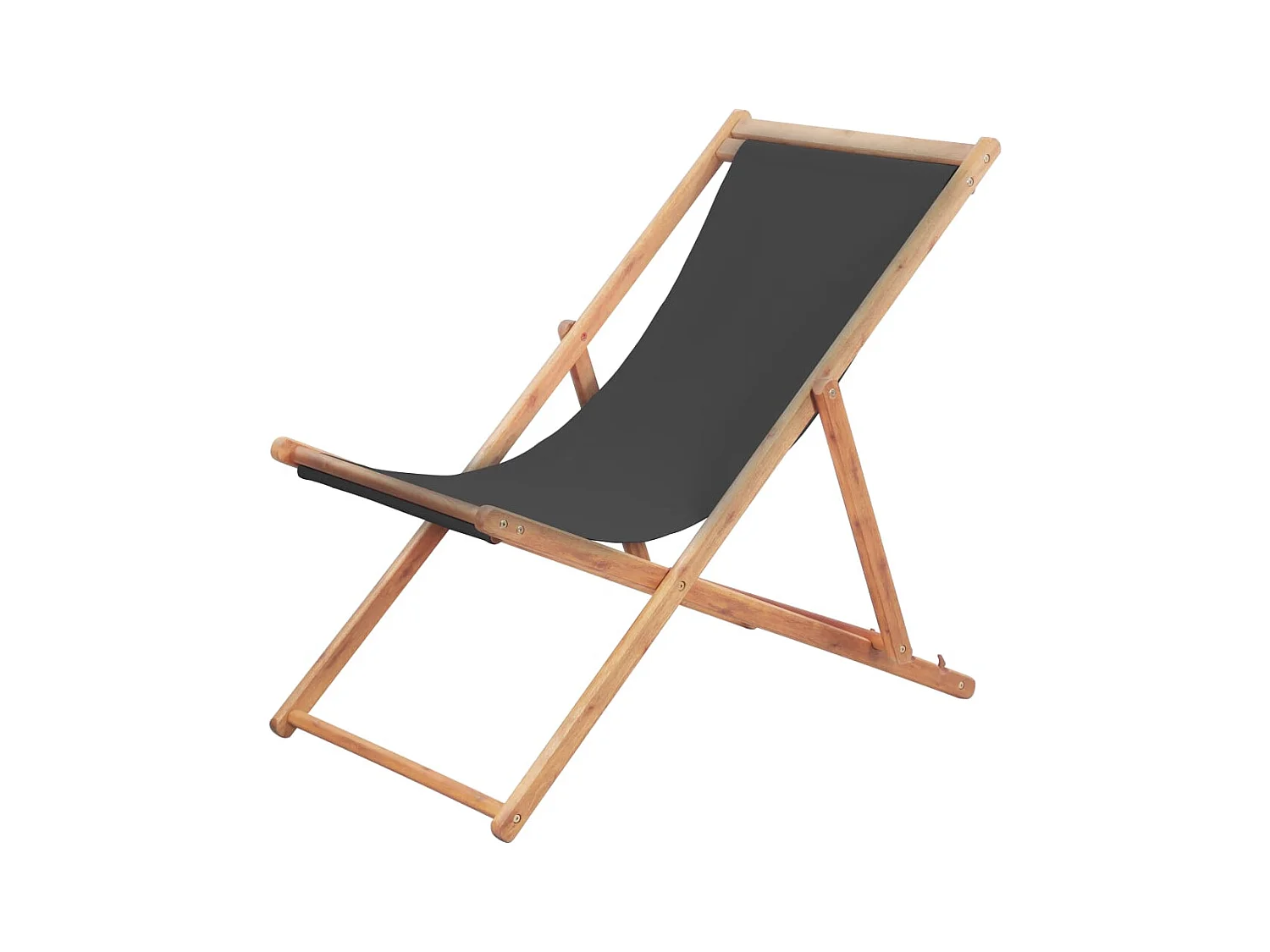 Chaise pliable de plage Tissu et cadre en bois Gris