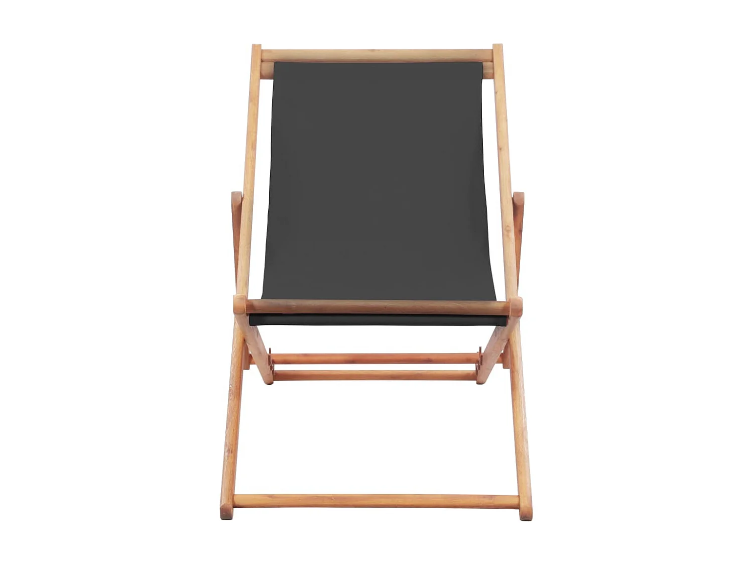 Chaise pliable de plage Tissu et cadre en bois Gris