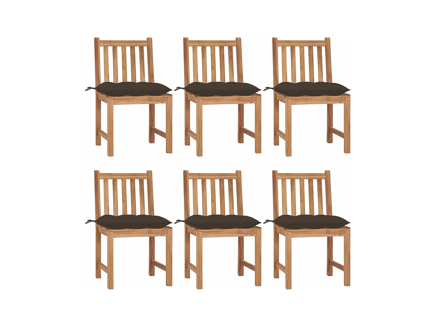 Chaises de jardin 6 pcs avec coussins Bois de teck massif