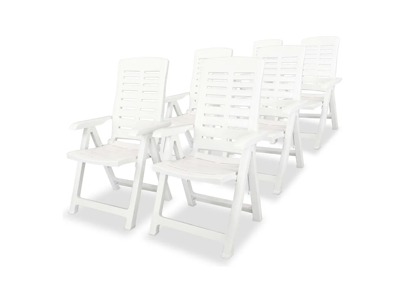 Verstelbare tuinstoelen 6 stuks Kunststof Wit