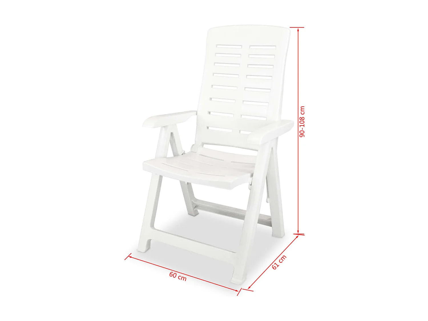 Chaises inclinables de jardin 6 pcs Plastique Blanc