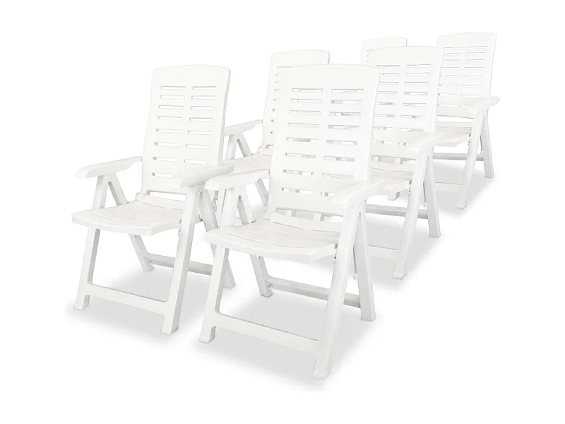 Chaises inclinables de jardin 6 pcs Plastique Blanc