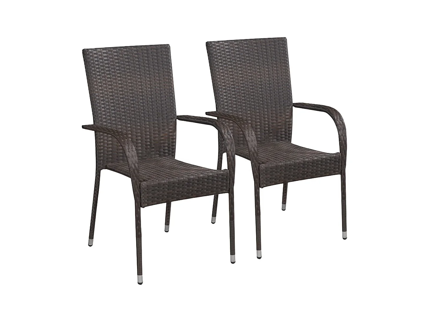 Chaises empilables d'extérieur 2 pcs Résine tressée Marron