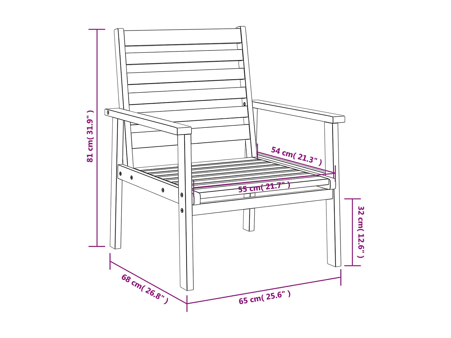 Gartensessel 2er-Set 66,5x65x81 cm massives Akazienholz